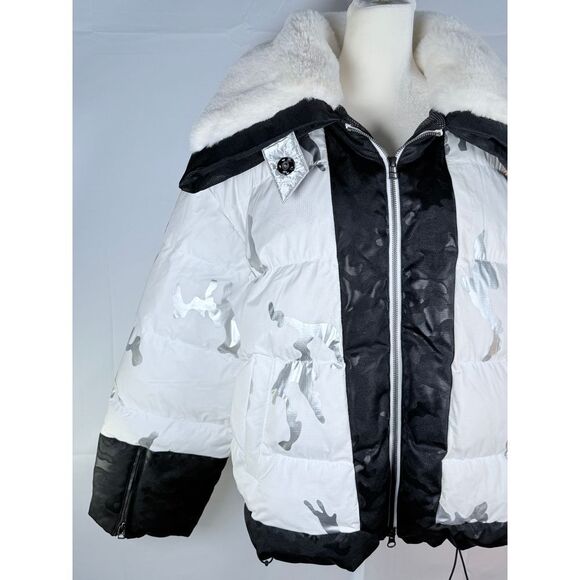 Biannual Camp Puffer Coat Womens S White Faux Fur Collar Gorpcore Winter Ski‎ - Picture 5 of 15